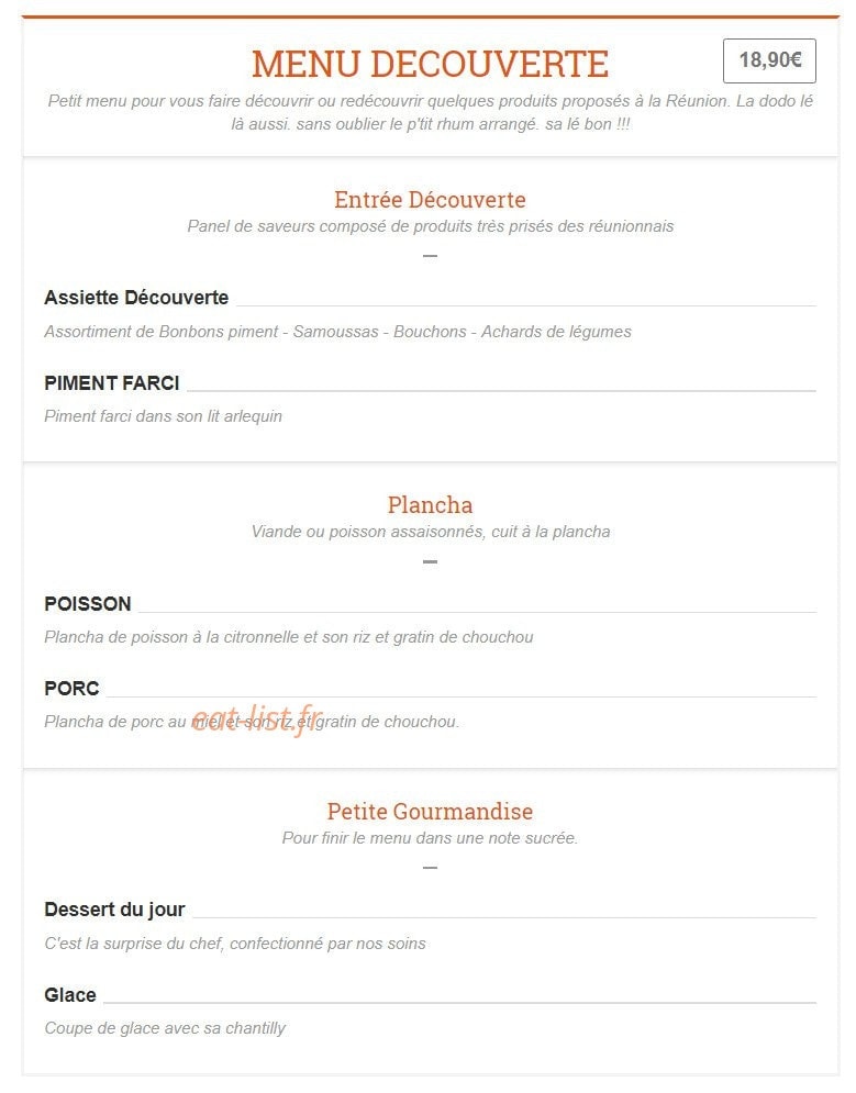 La Marmite Créole — carte page 3