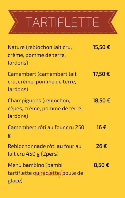 Carte et menu de La Moule En Folie à Agde — Les tartiflettes