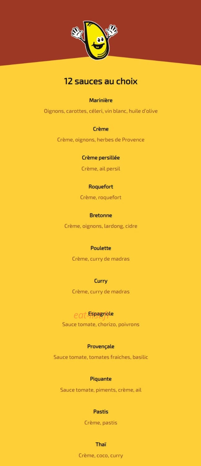 Carte et menu de La Moule En Folie à Agde — Les sauces