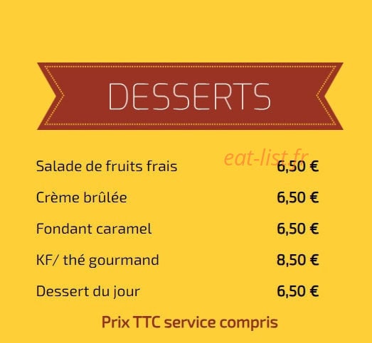 Carte et menu de La Moule En Folie à Agde — Les desserts