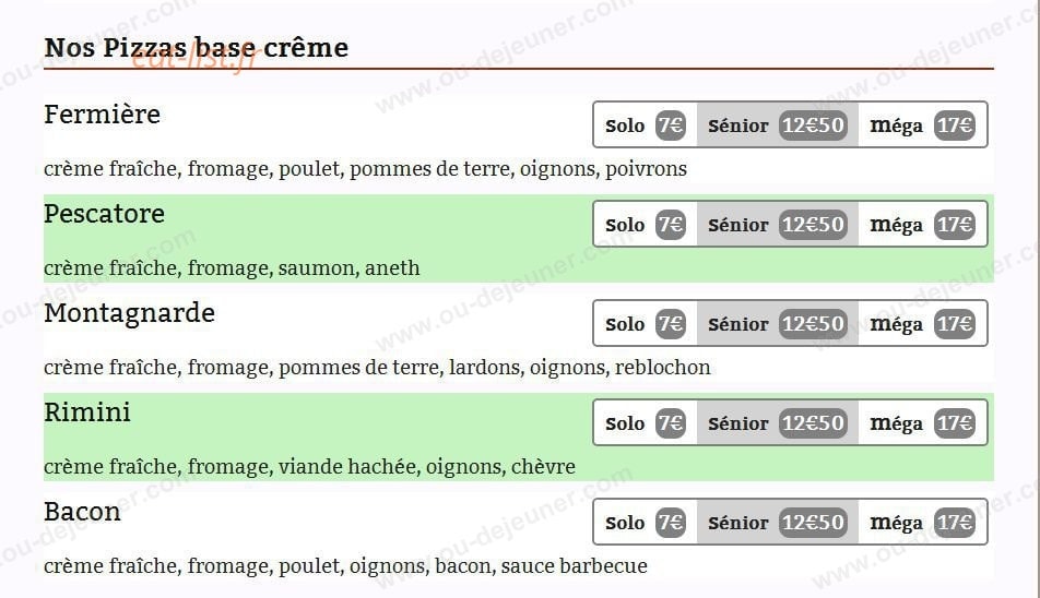 La Pizz — carte page 2
