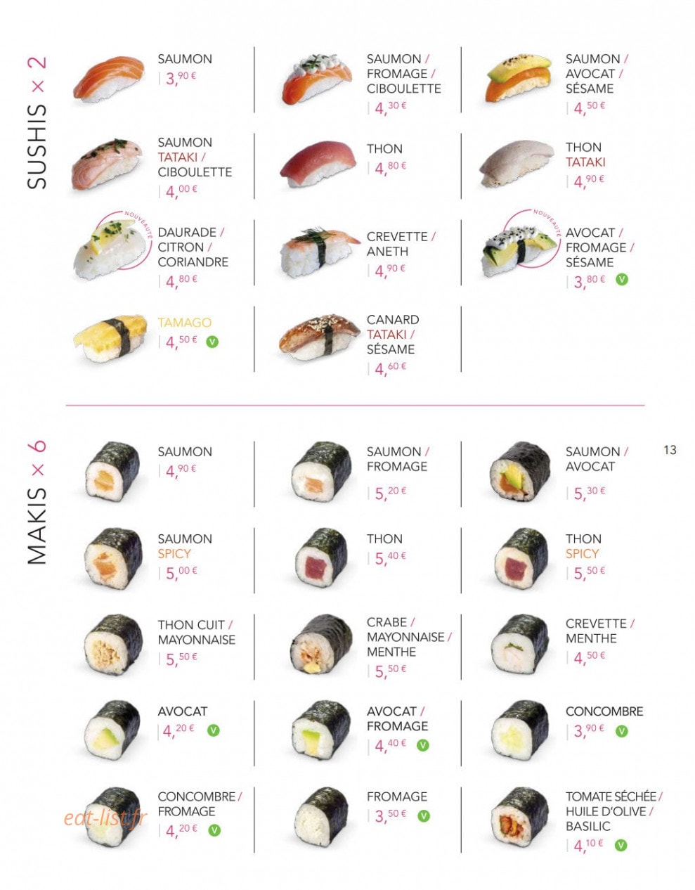 Lady Sushi — carte page 11