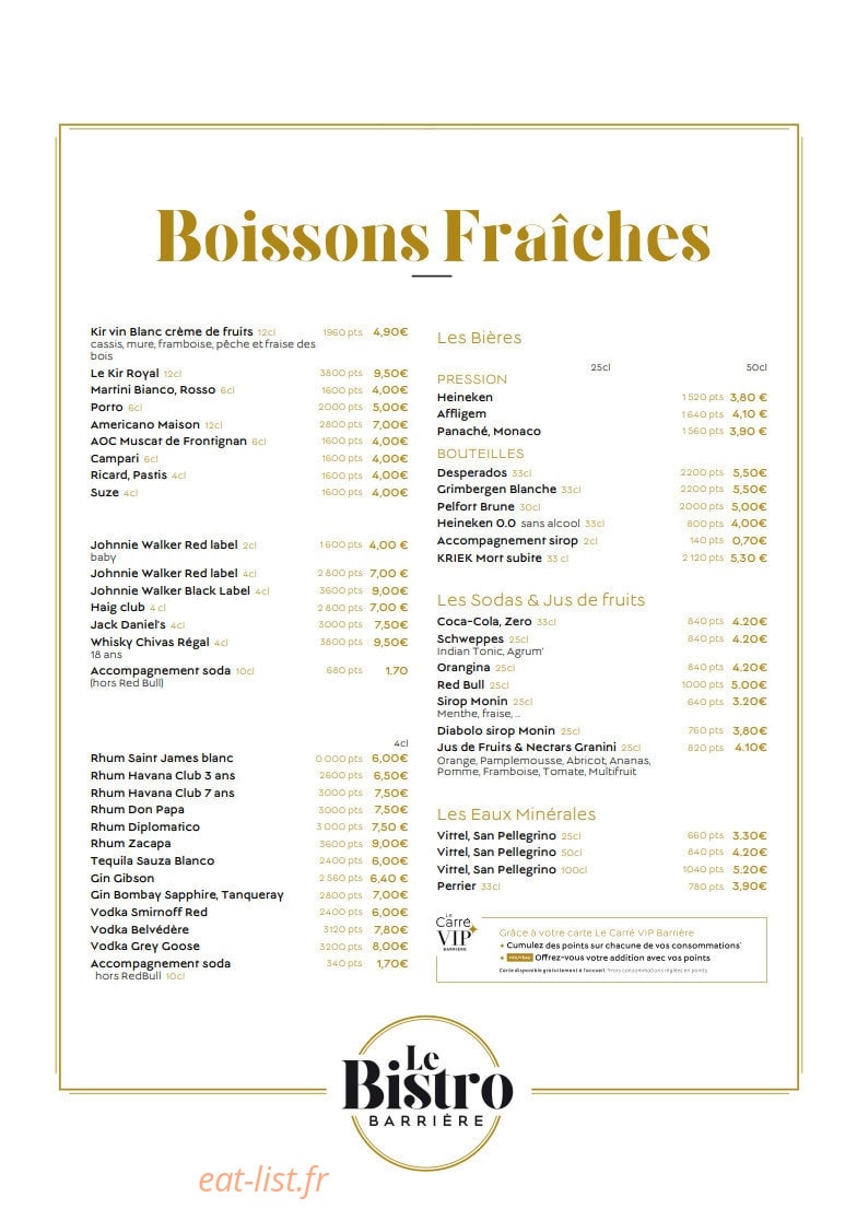Le Bistro Barrière — carte page 7