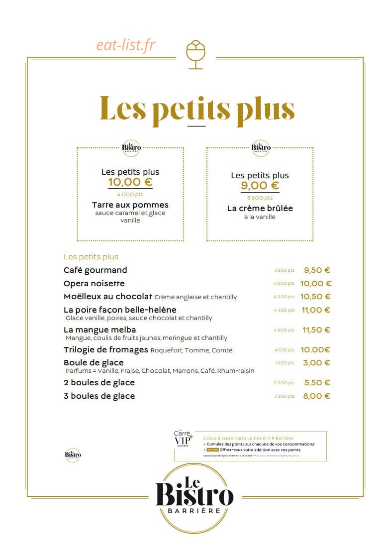 Le Bistro Barrière — carte page 3