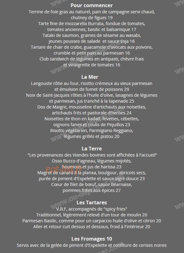 Le bistro d'Hervé — carte page 1