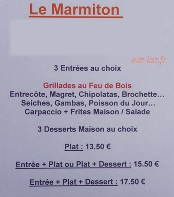 Le Marmiton à Agde menu et photos