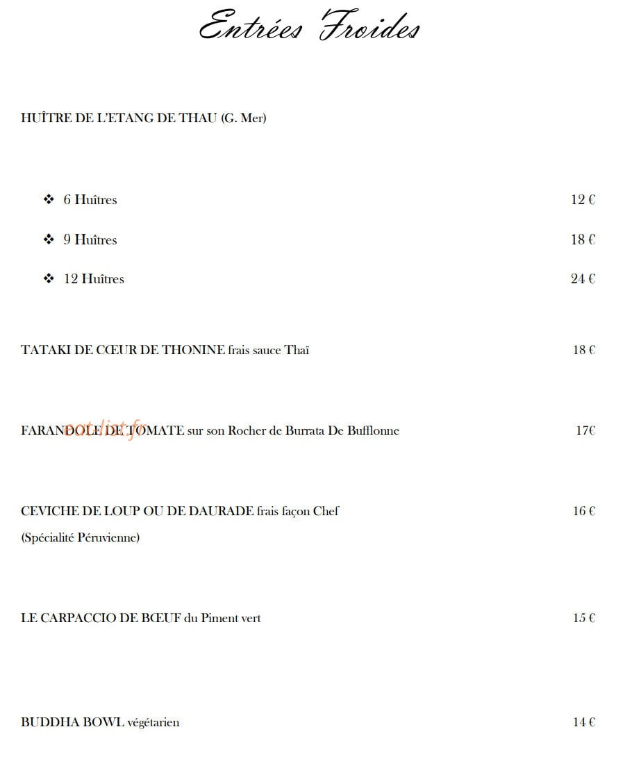 Le Piment Vert — carte page 5