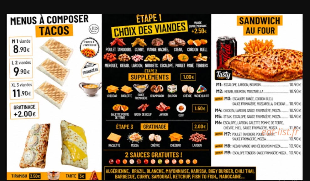 Le Tasty — carte page 1