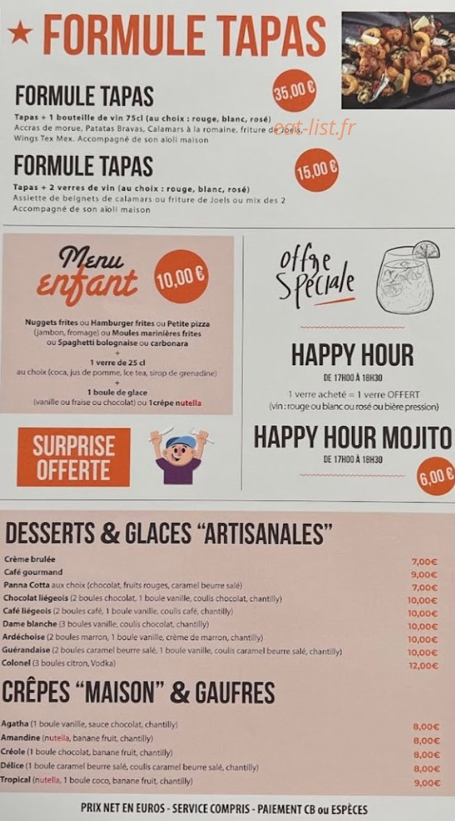 Le Tropic’s — carte page 1