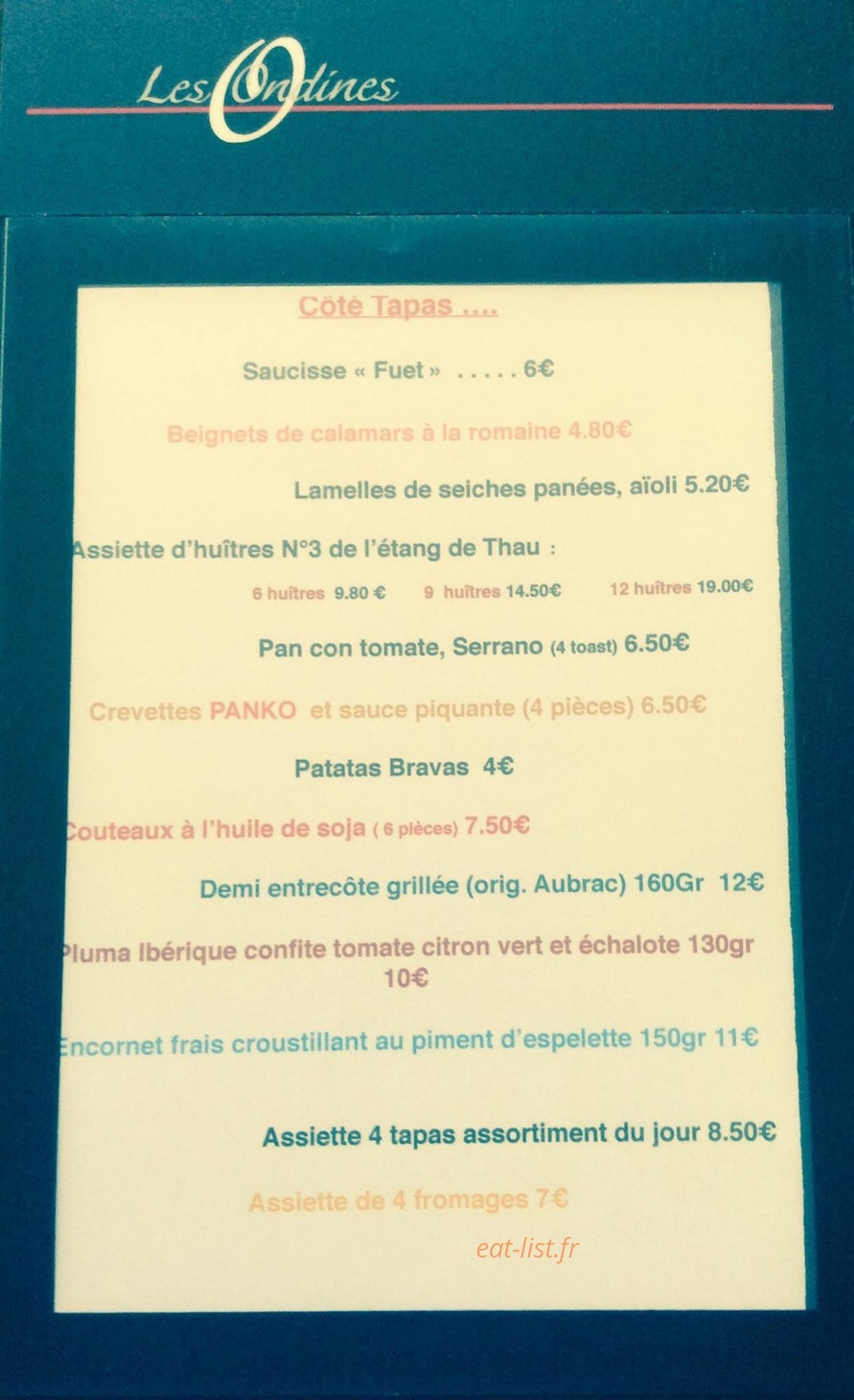 Les Ondines — carte page 1