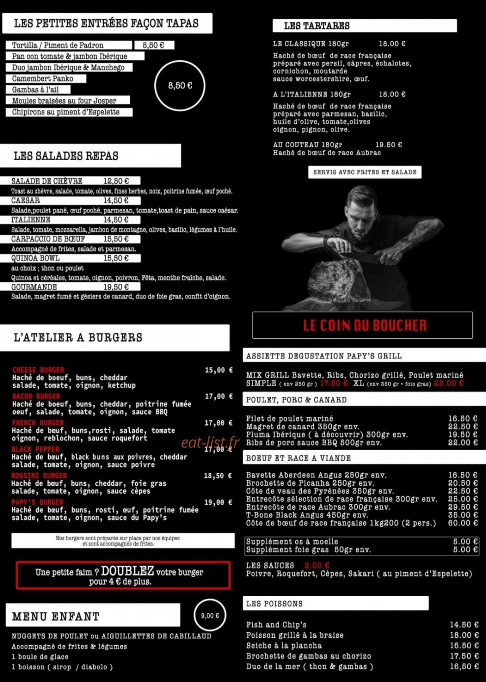 Papy's grill — carte page 1