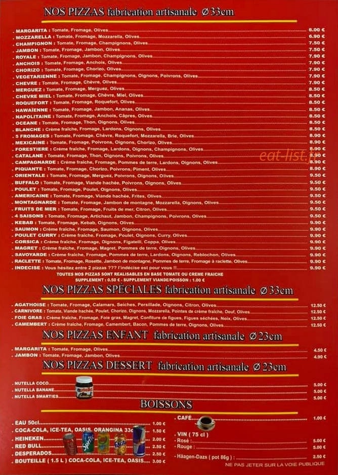 Pizz'Agathoise — carte page 2