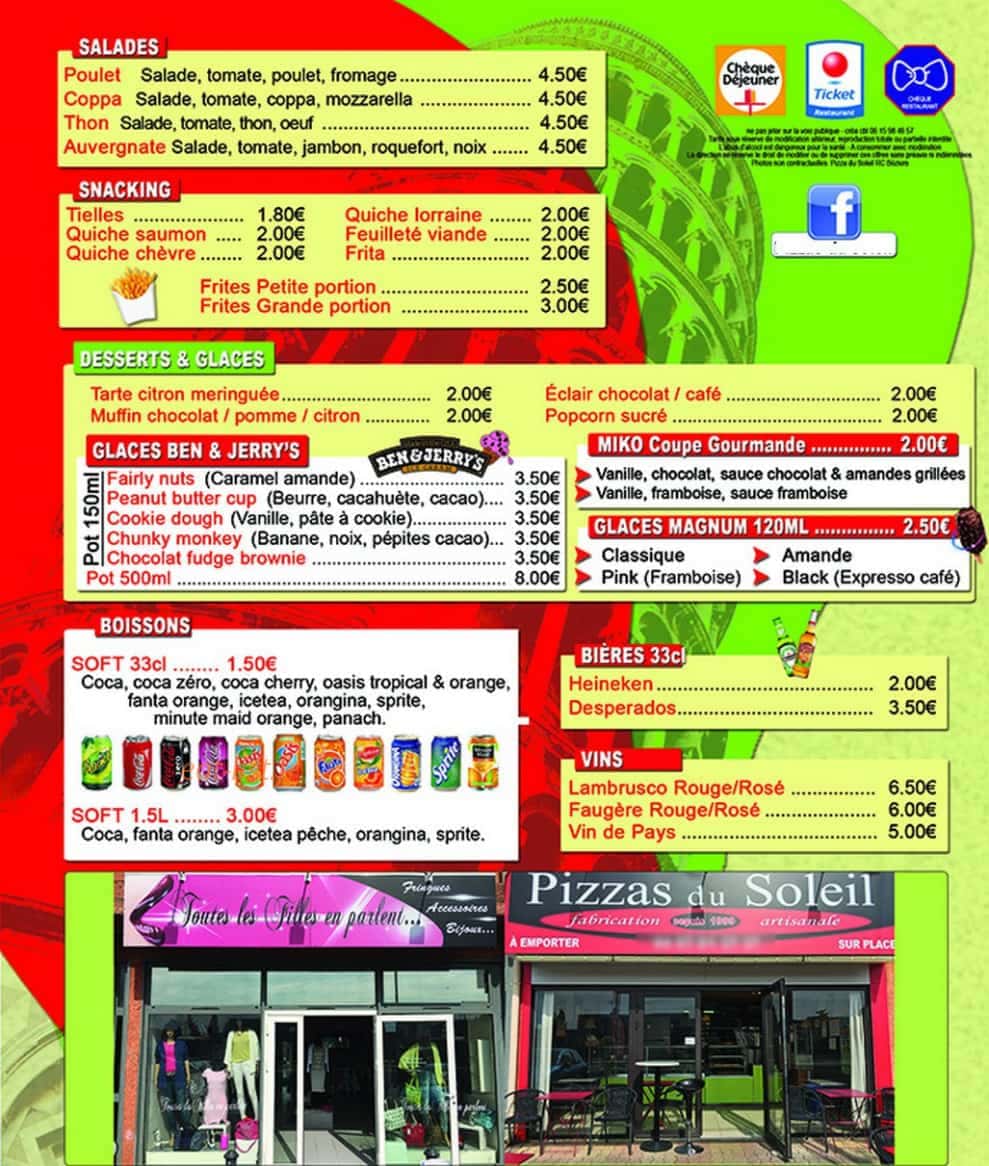 Pizza du Soleil — carte page 4