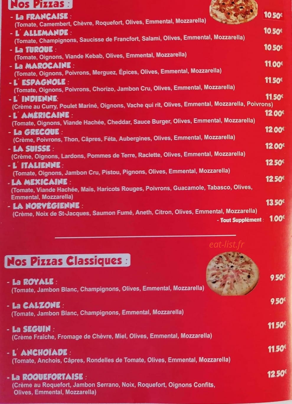 Pizzas et tacos du monde — carte page 1