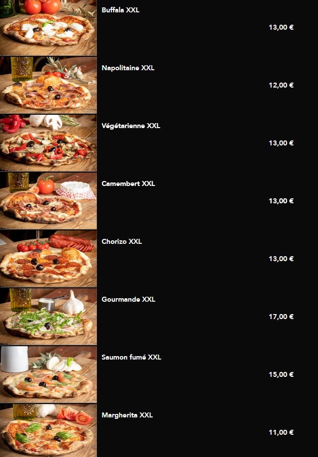 Pizzette — carte page 1