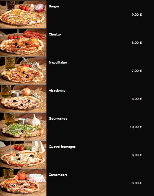 Pizzette — carte page 4