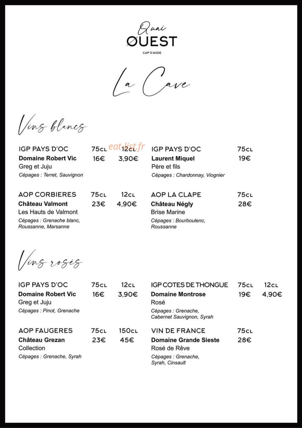 Quai Ouest — carte page 9
