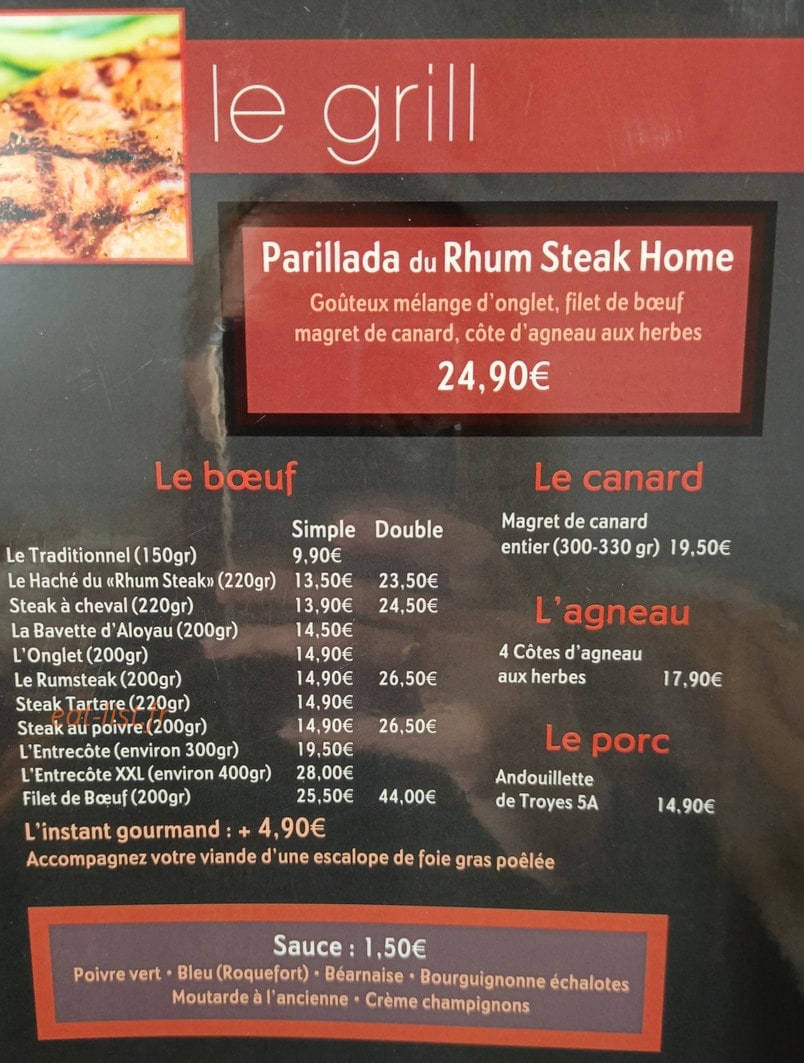 Rhum Steak Home — carte page 4
