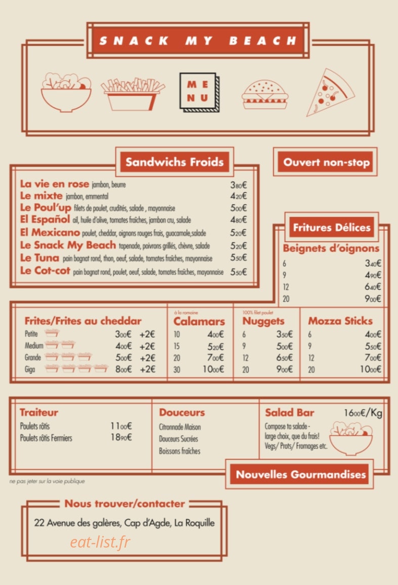 Snack My Beach — carte page 1