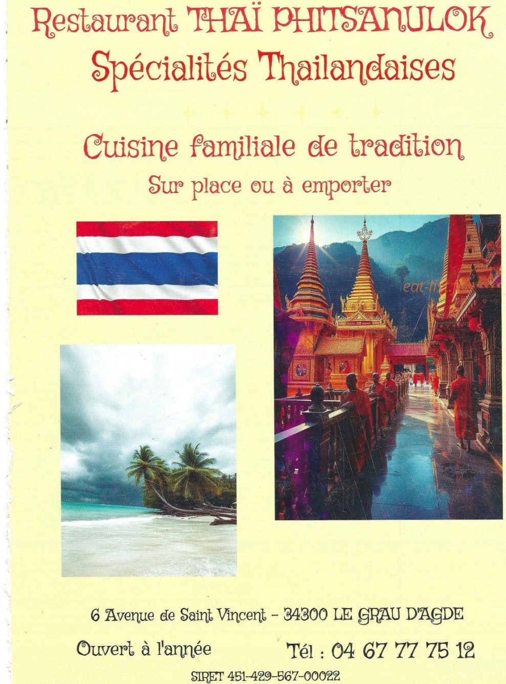 Thaï Phitsanulok — carte page 1