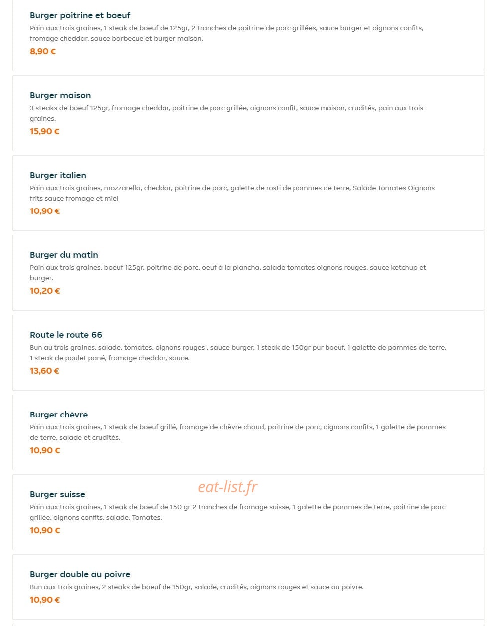 The Butchers Burgers — carte page 5