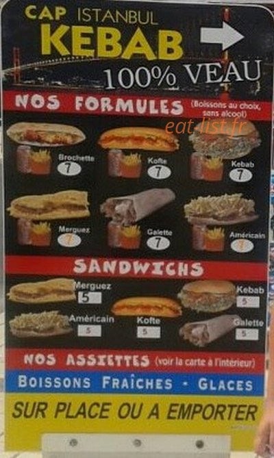 Cap Istanbul Kebab — carte page 1