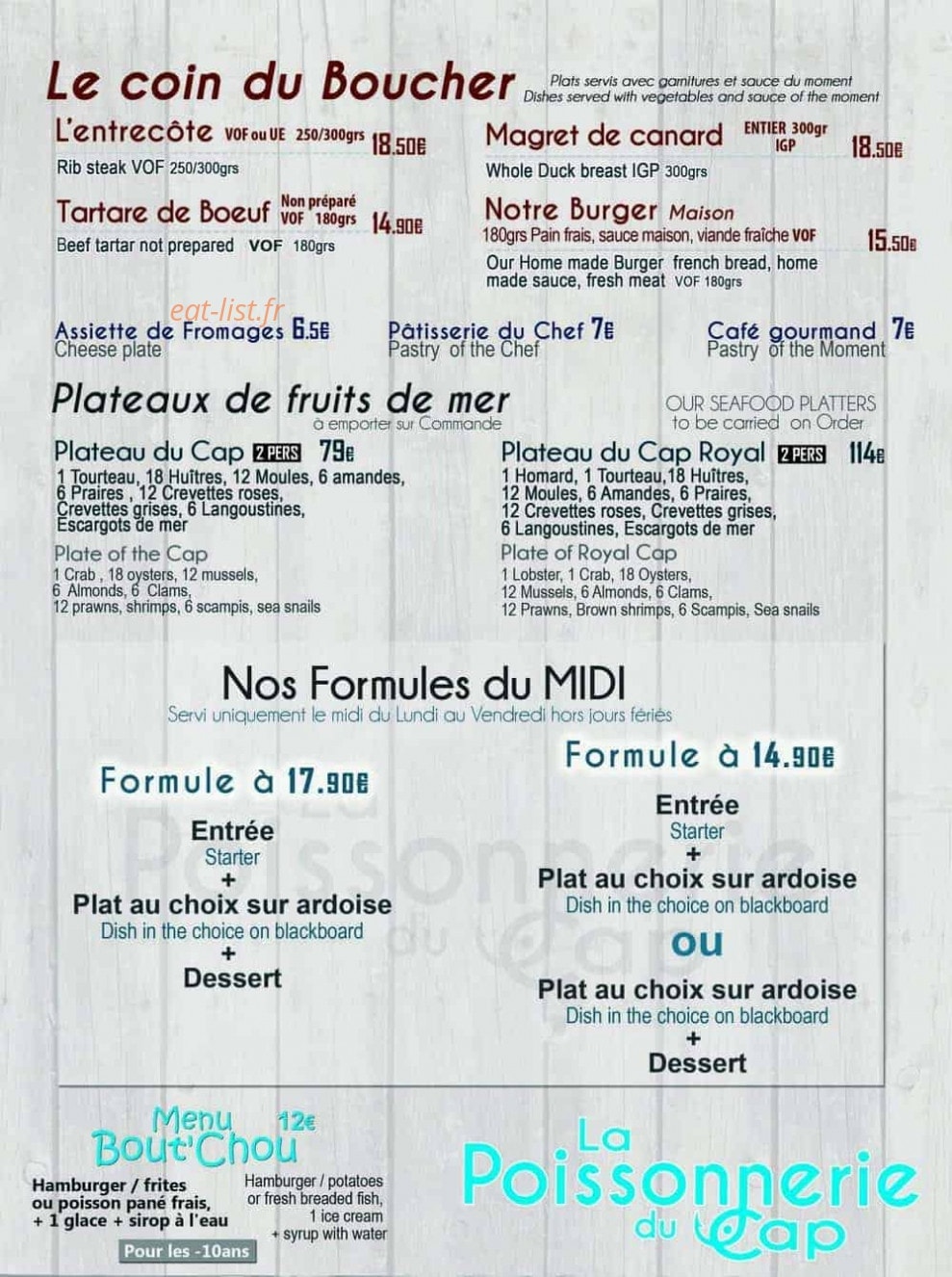 La Poissonnerie du Cap — carte page 2