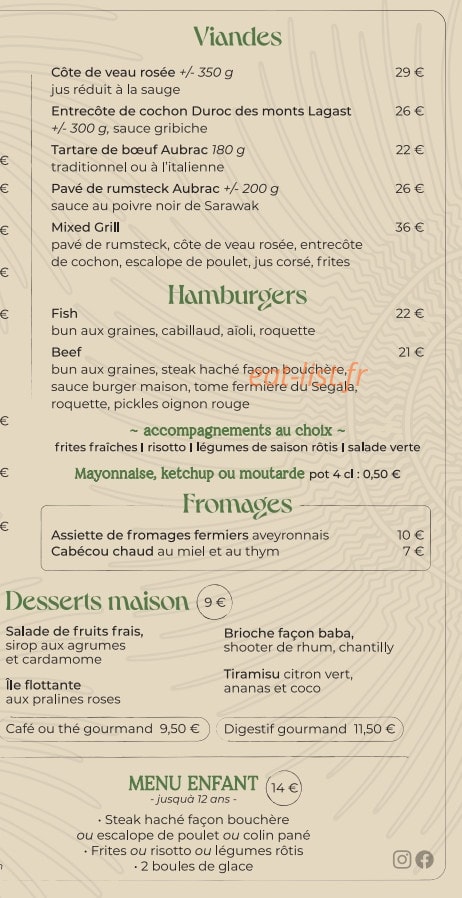 La Table Bohème — carte page 3