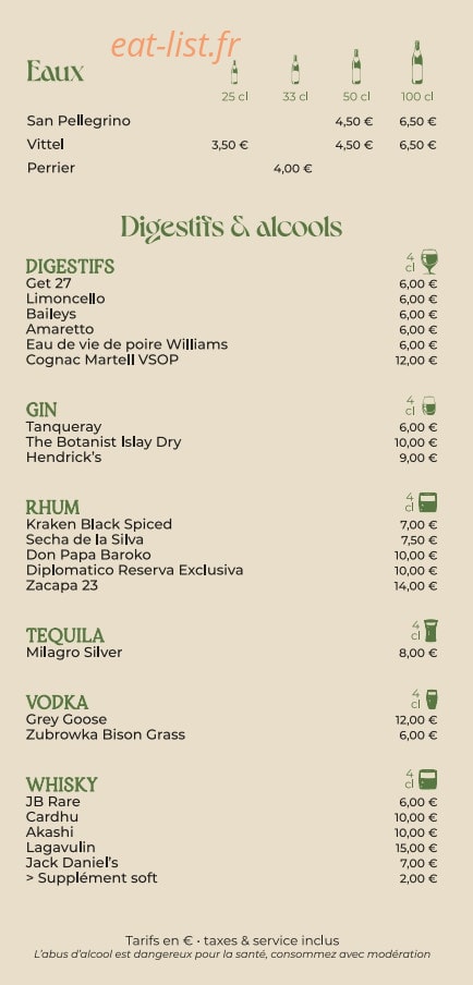 La Table Bohème — carte page 4