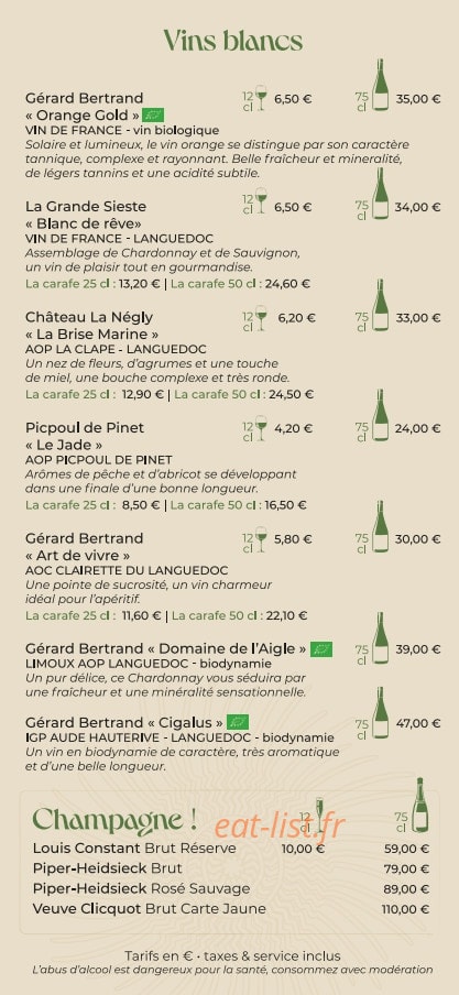La Table Bohème — carte page 7