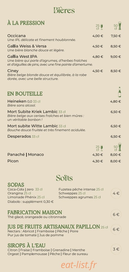 La Table Bohème — carte page 5
