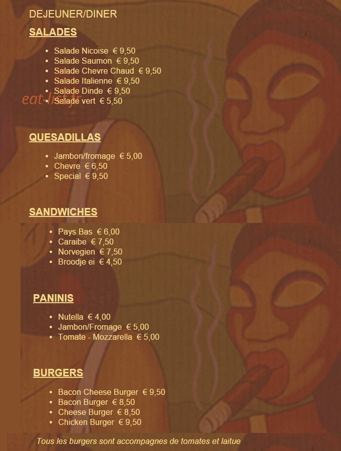 Mango's Beachbar — carte page 1