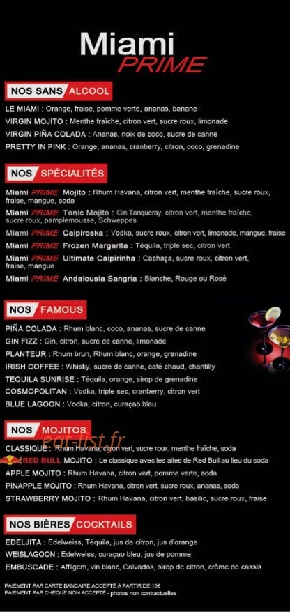 Miami Prime — carte page 1