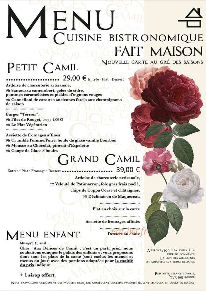 Aux Délices de Camil — carte page 2