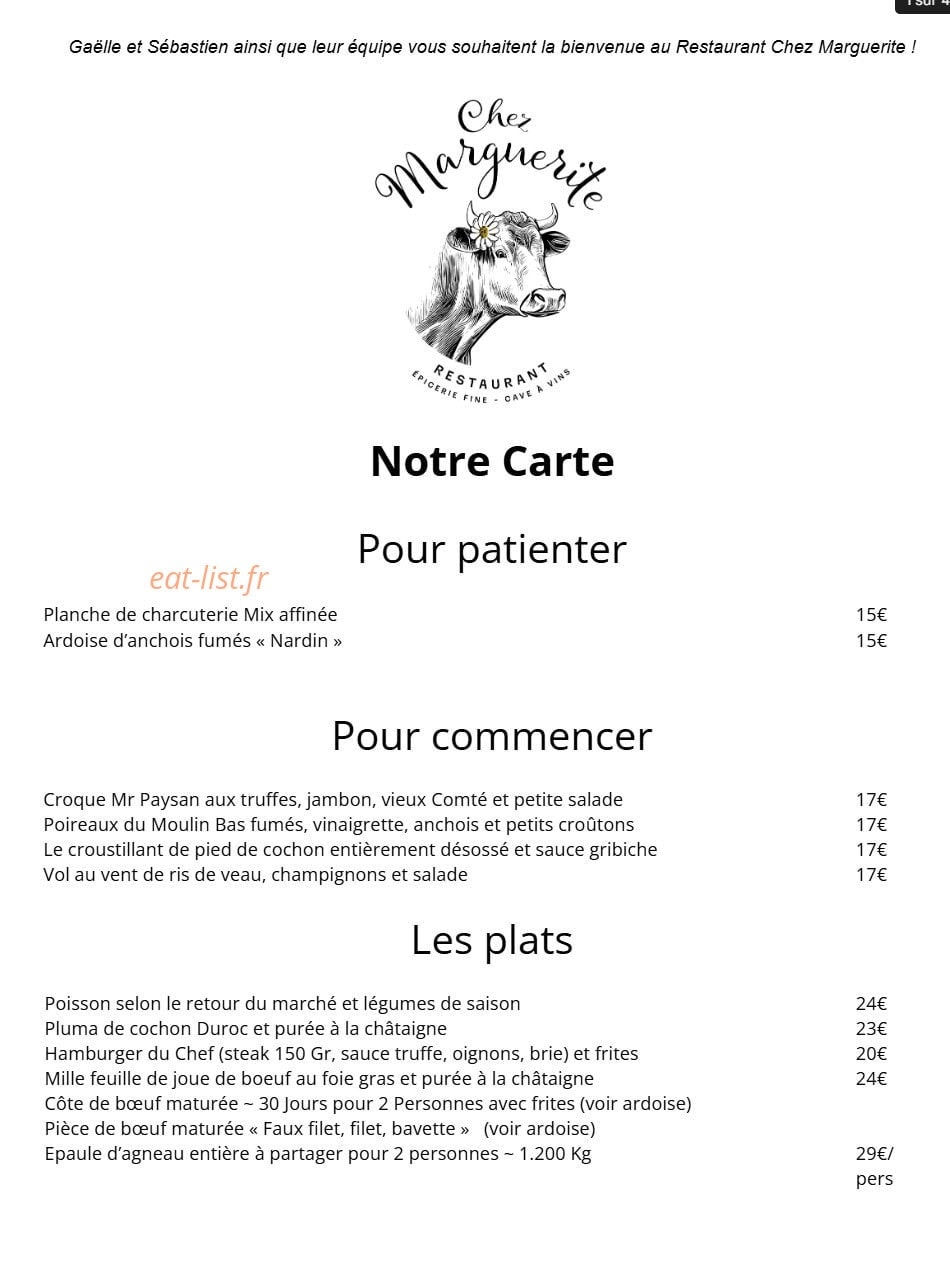 Chez Marguerite — carte page 1