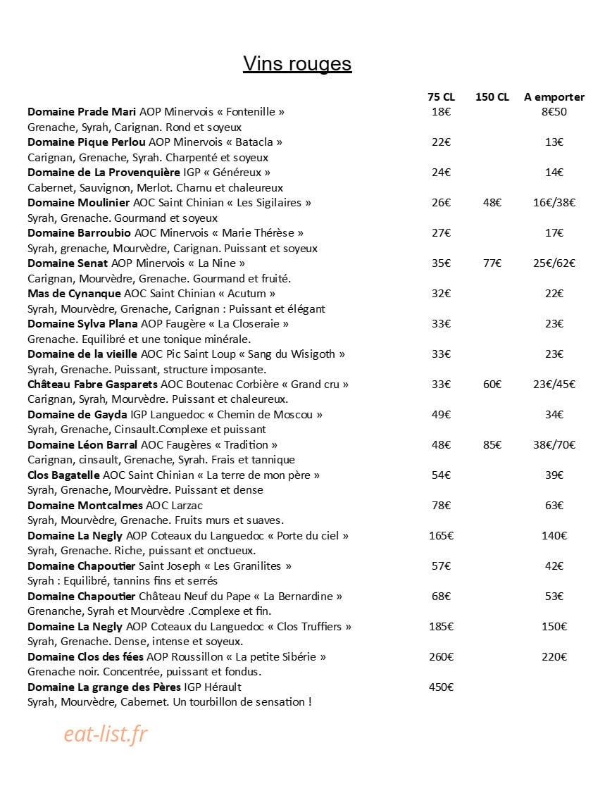 Chez Marguerite — carte page 7