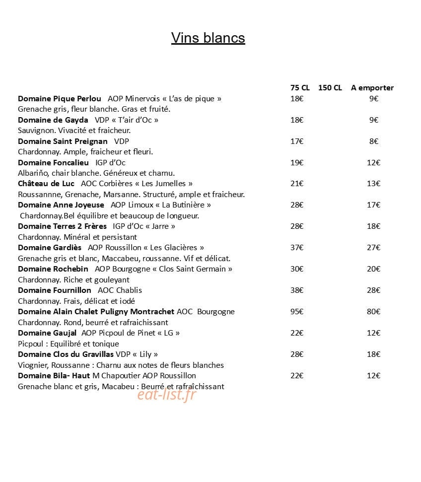 Chez Marguerite — carte page 6