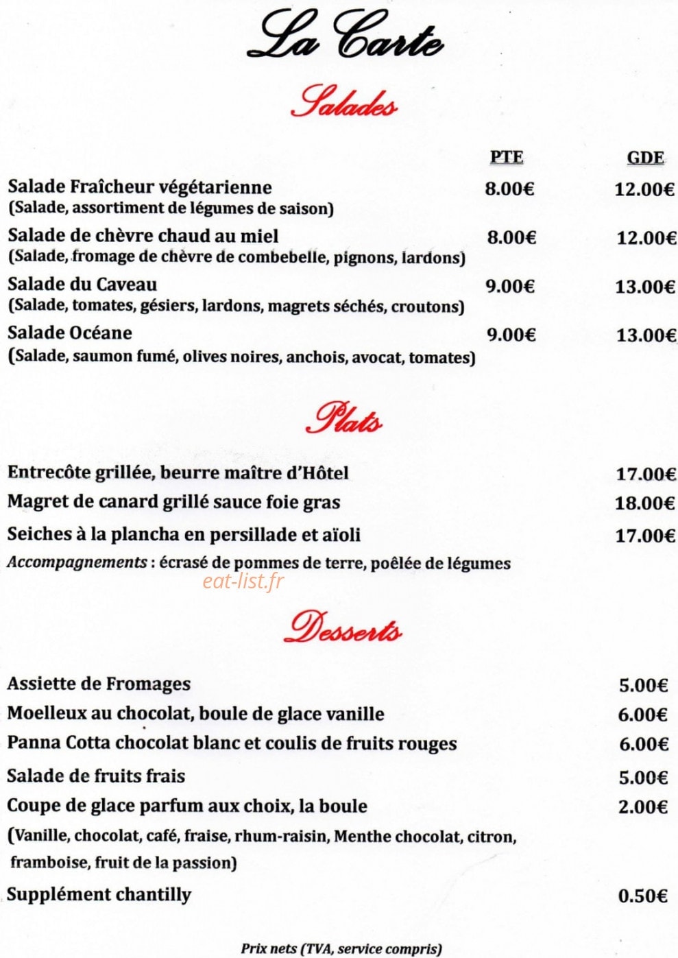 Le Caveau de la Place — carte page 2
