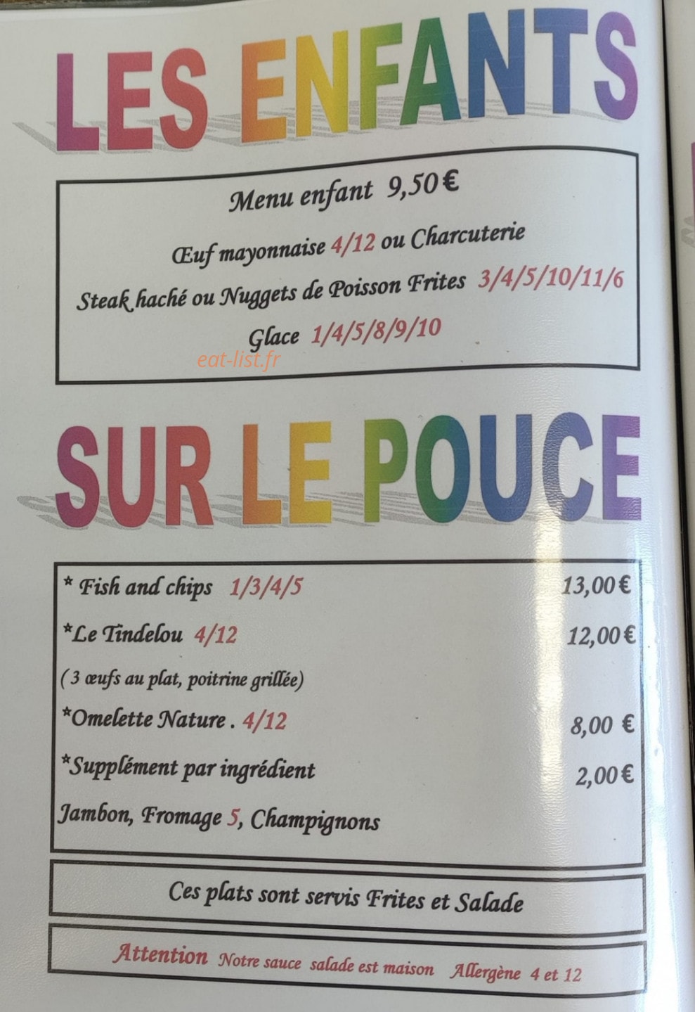 Le Relais Bleu — carte page 3