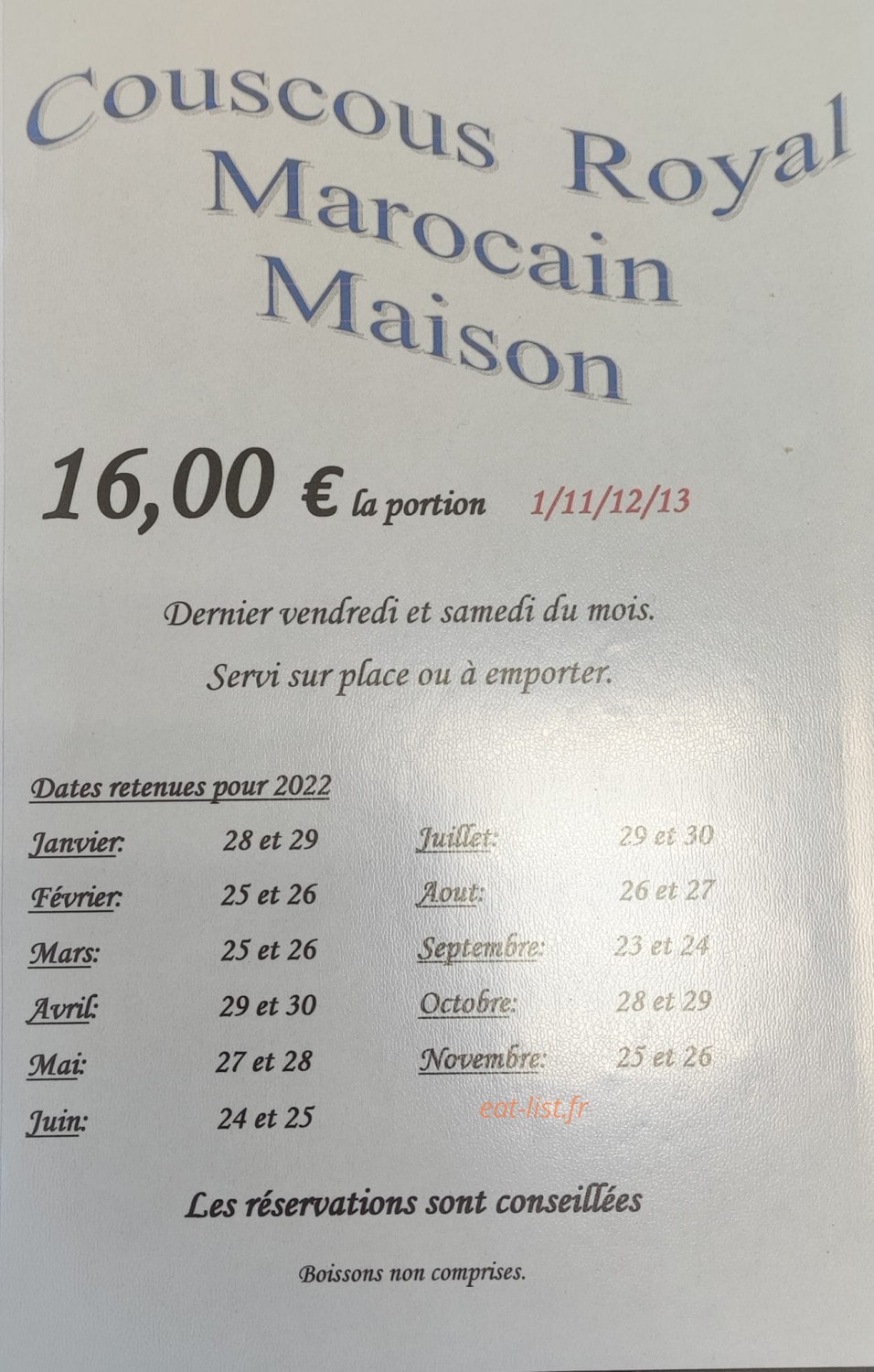 Le Relais Bleu — carte page 7