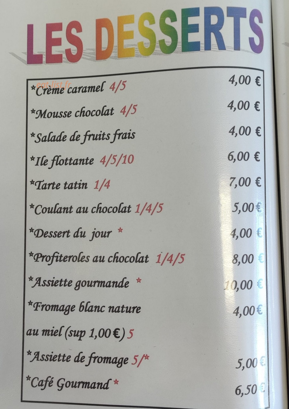 Le Relais Bleu — carte page 5