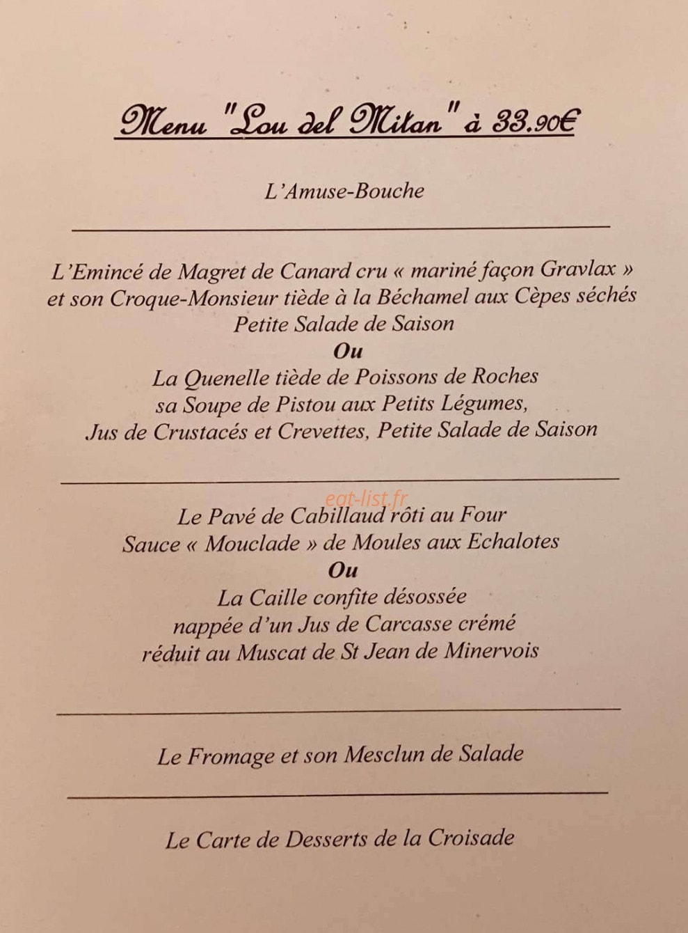 Auberge de la croisade — carte page 3