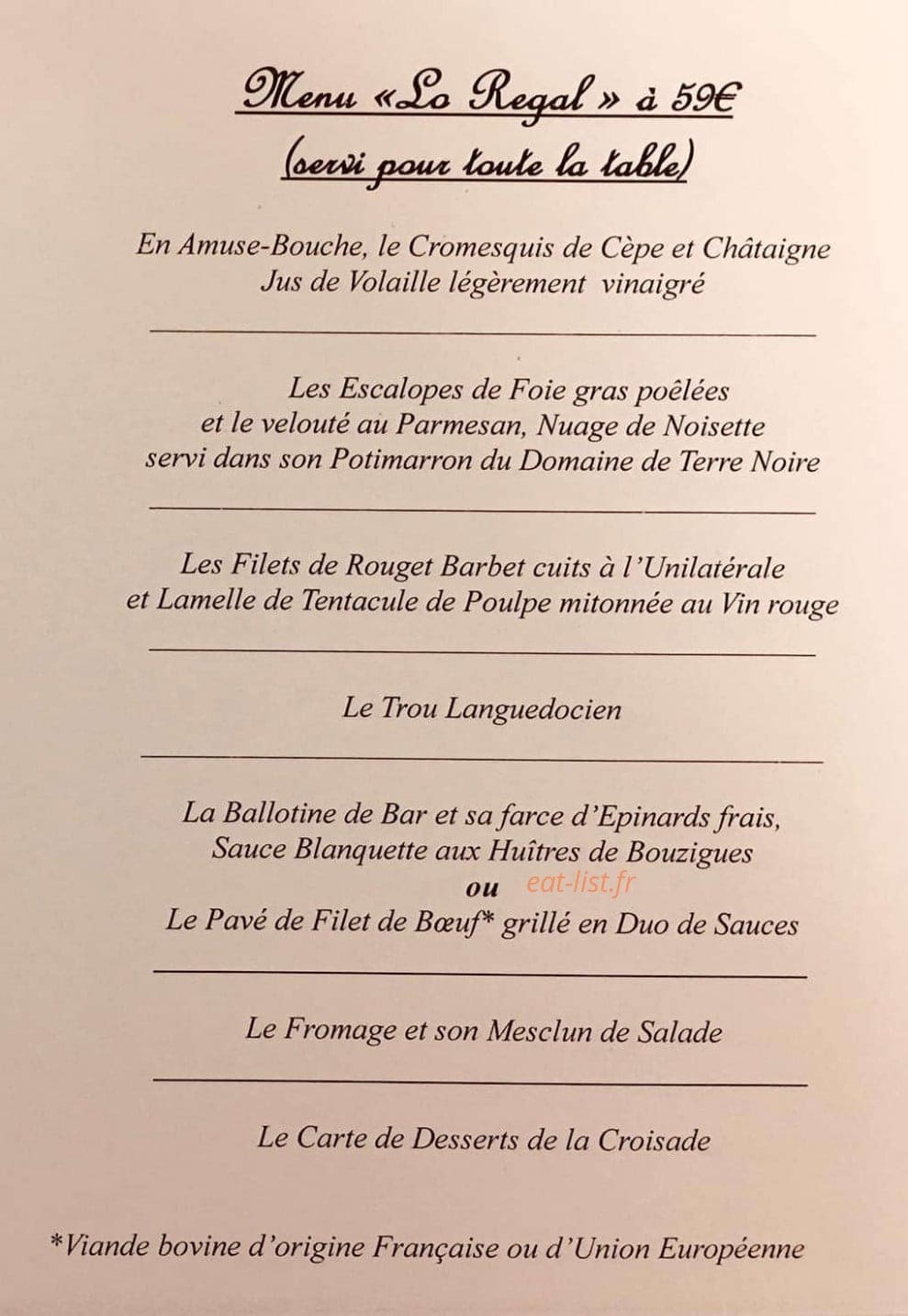 Auberge de la croisade — carte page 2