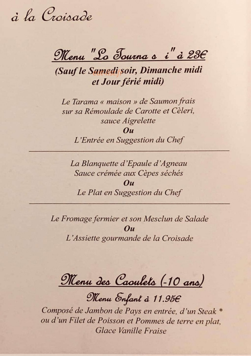 Auberge de la croisade — carte page 6