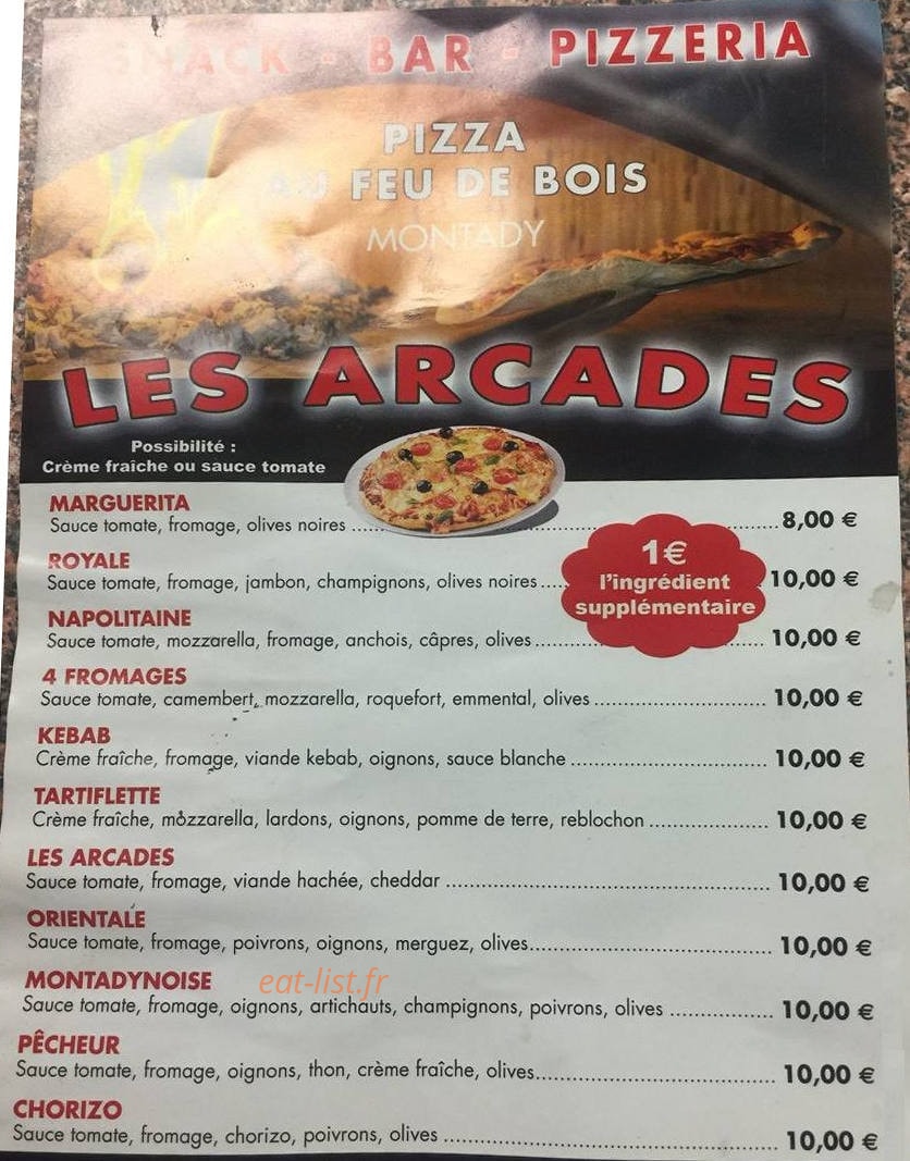 Bar Les Arcades — carte page 1