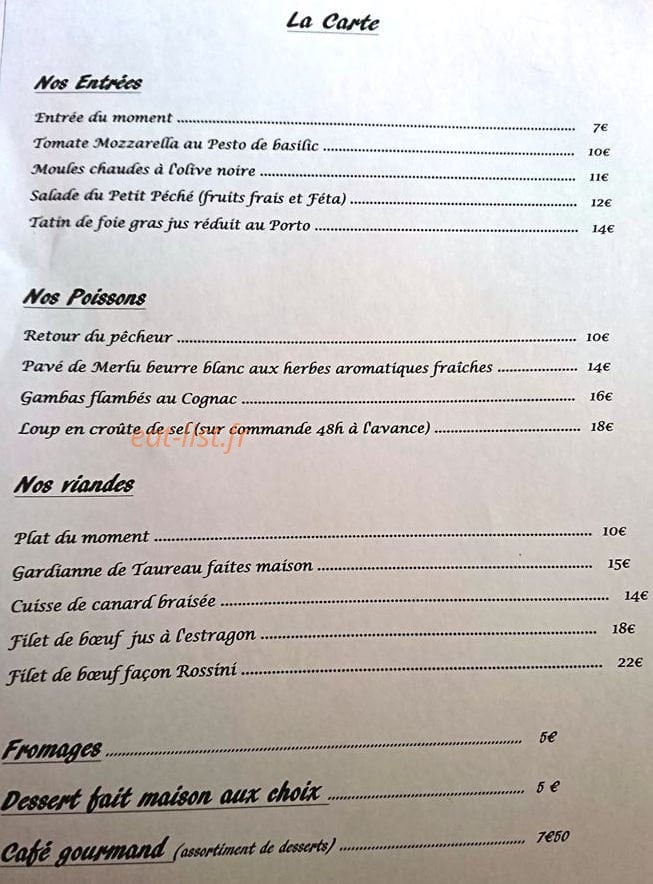 Le Petit Péché — carte page 1
