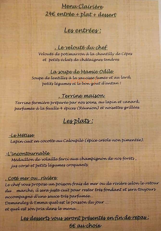 La Clairière — carte page 1