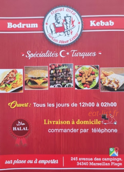 Bodrum kebab — carte page 1