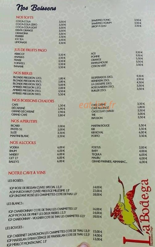 La Bodéga — carte page 7