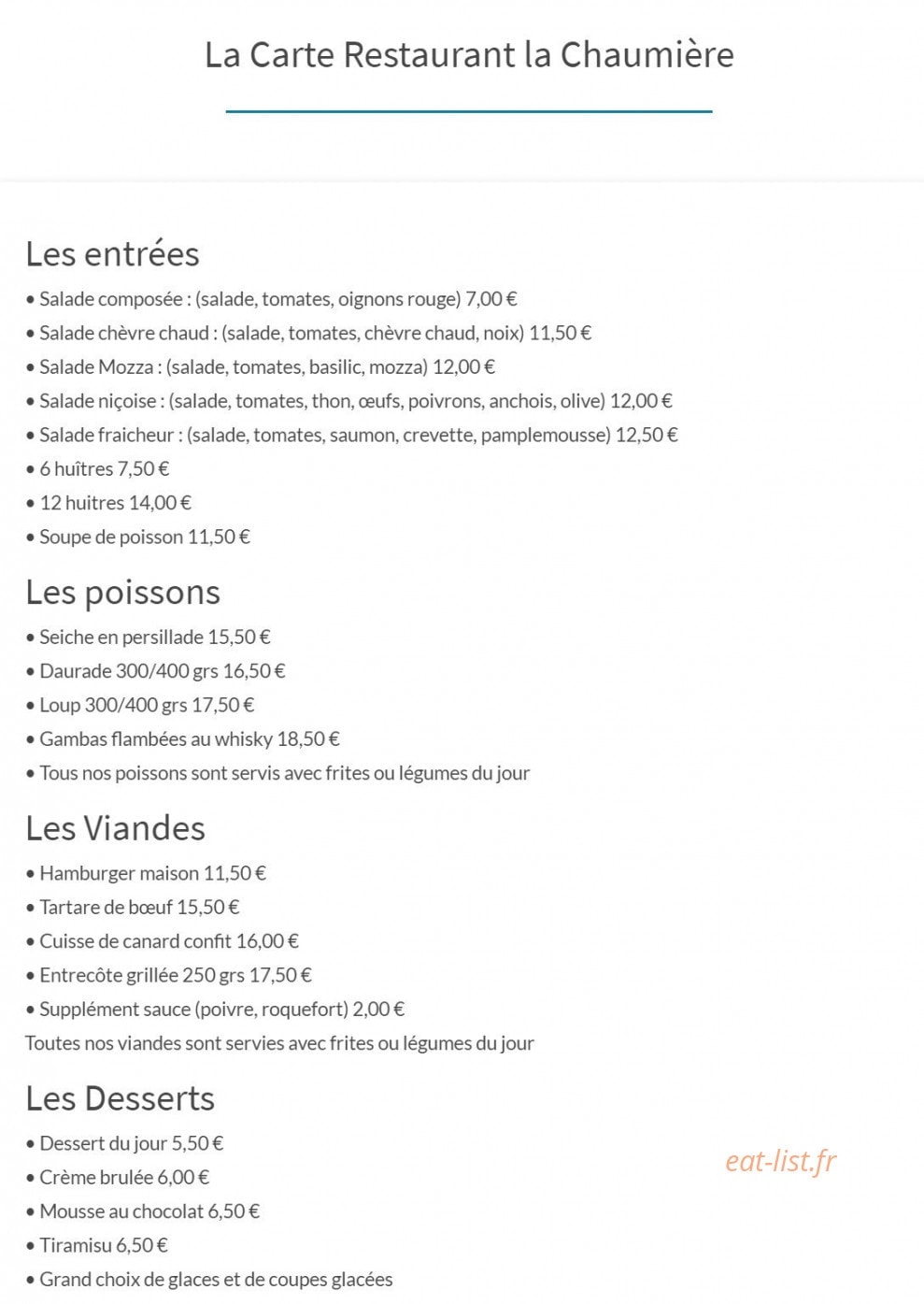 La Chaumière — carte page 2